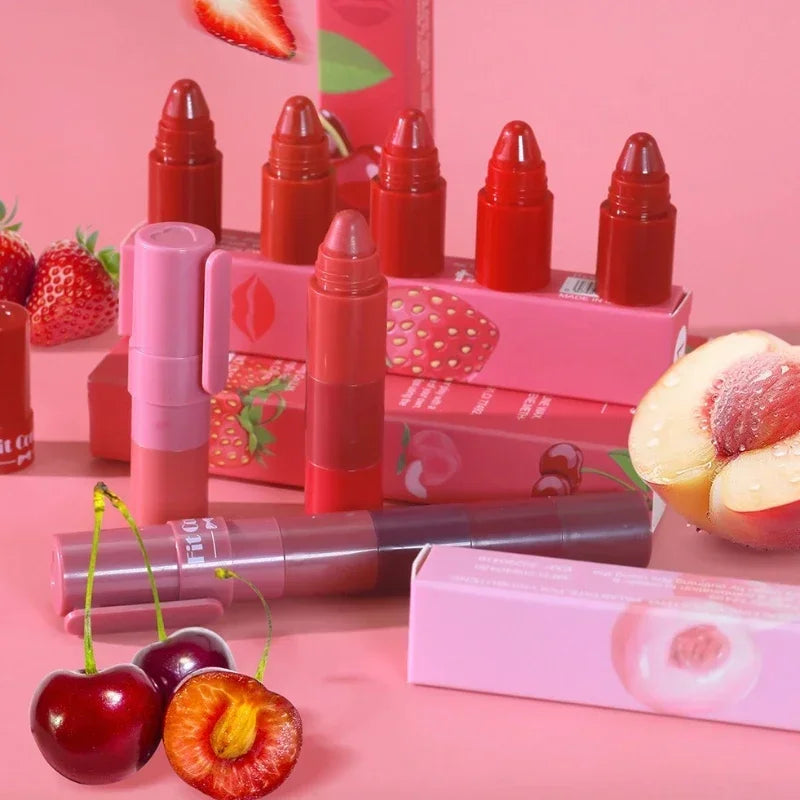 5 Colors in 1 Lipstick Crayon Set Matte Lipstick Pencil Kit Combo Velvet Red Lip Tint Non-stick Cup Multicolour Lipstick Makeup Qme