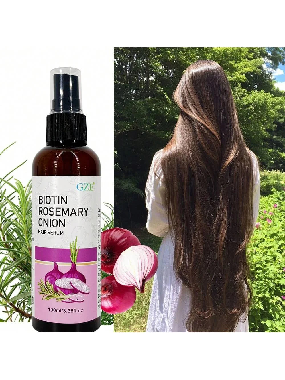 GZE Biotin Rosemary Onion Hair Serum Moisturizing Hair Serum Strong Hair Heat Protection Anti-Breakage For Dry And Damaged Hair Qme