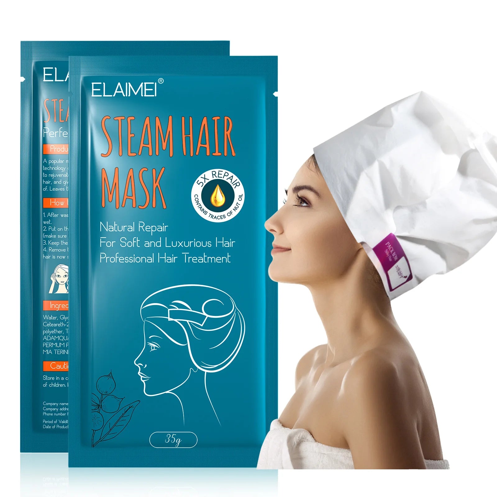 Steam Hair Mask Quick Repair Hair Mask Moisturizing Softens Hair Care Mask Hair Deep Conditioning Treatment Steam Hair Mask Cap Qme China Mainland 3 pcs