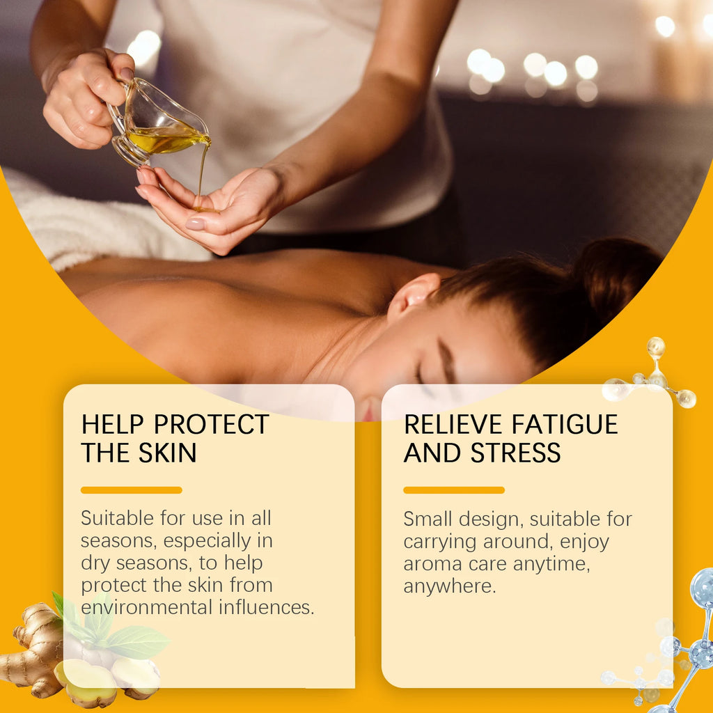 Ginger Essential Oil For Relaxing Body Massage Oil ﻿Relieve Muscle Fatigue Improve Rough Repair Damaged Skin Hydrating Essence Qme