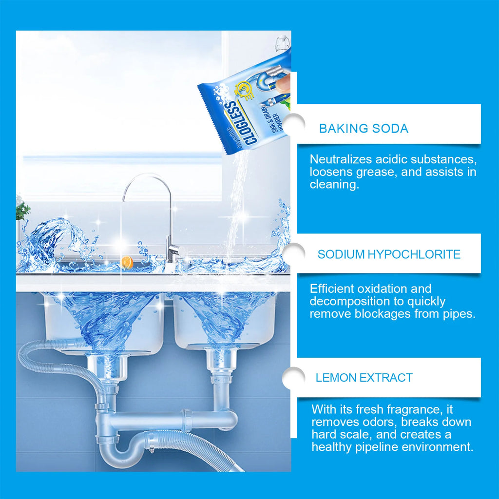 Drain Cleaning Powder Eliminate Stubborn Clogs Kitchen Sewer Power Pipes Channel Remover Prevent Blockage Pipe Dredging Agent Qme
