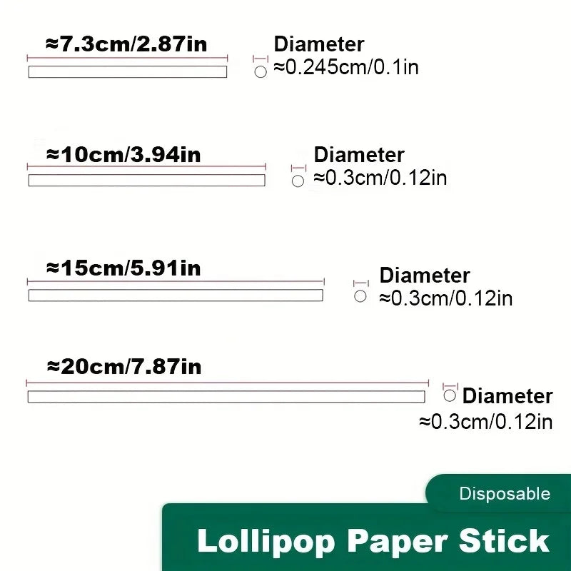 100pcs, Disposable White Kraft Paper Cake Pop Sticks - Perfect for Cake Decorating, Party Weddings, Desserts, Qme