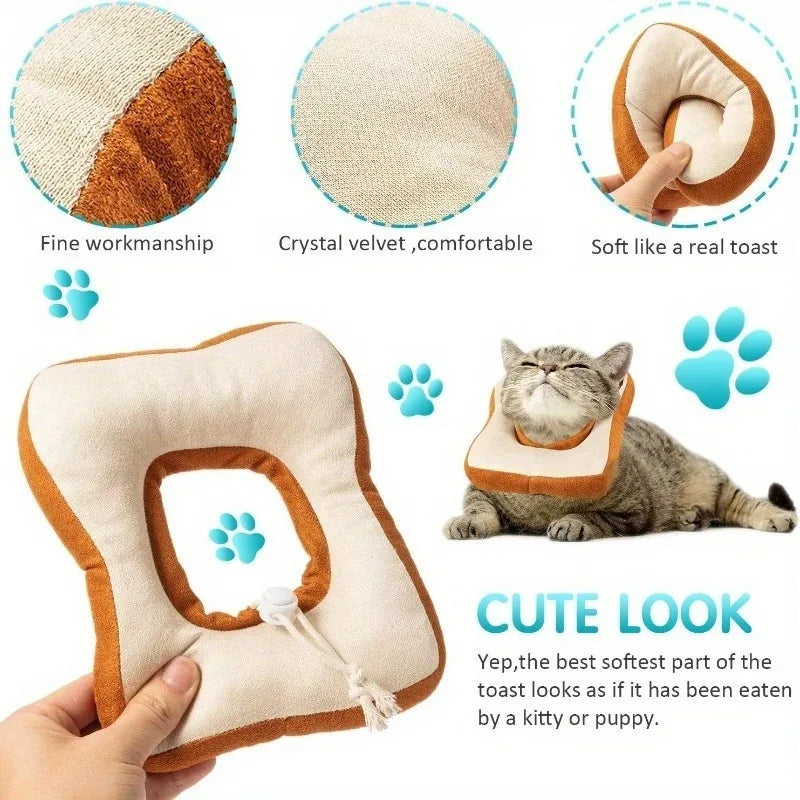 Pet Cute Cat Collar Post Surgery Anti Lick Eliza Toast Neck Cone Collar, Suitable for Cat Ultra Small Dogs Qme