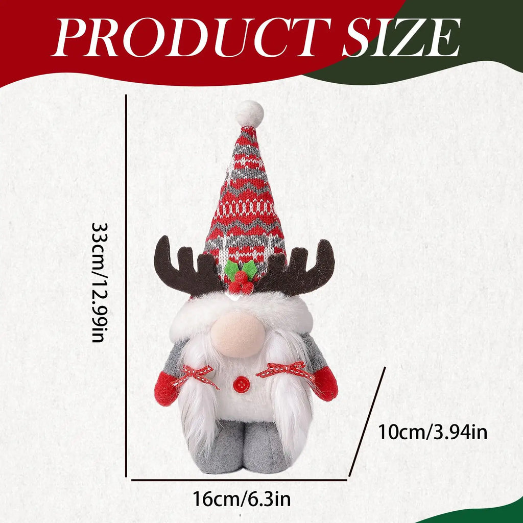 Christmas Gnomes Decorations Figurines Antlers Small Cute Holiday Qme