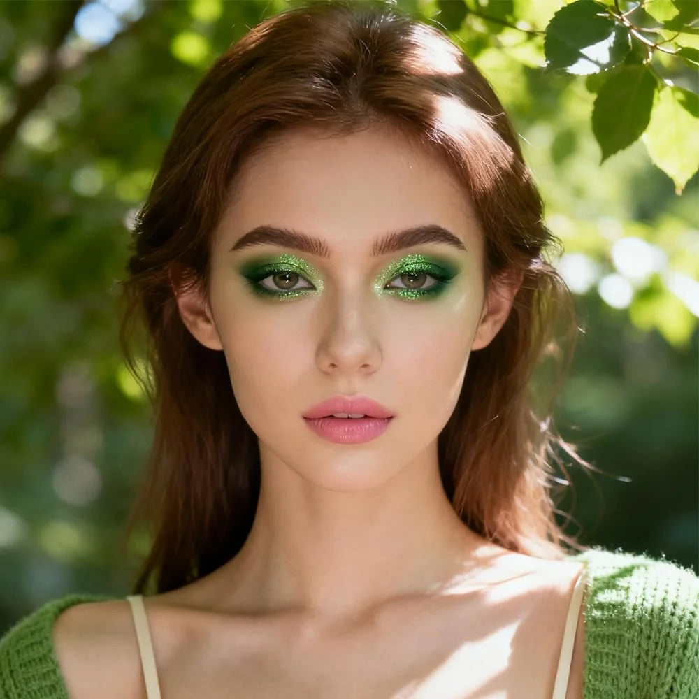 Glitter Matte Multi-finish Eyeshadow Palette 16-Color Red Green Qme