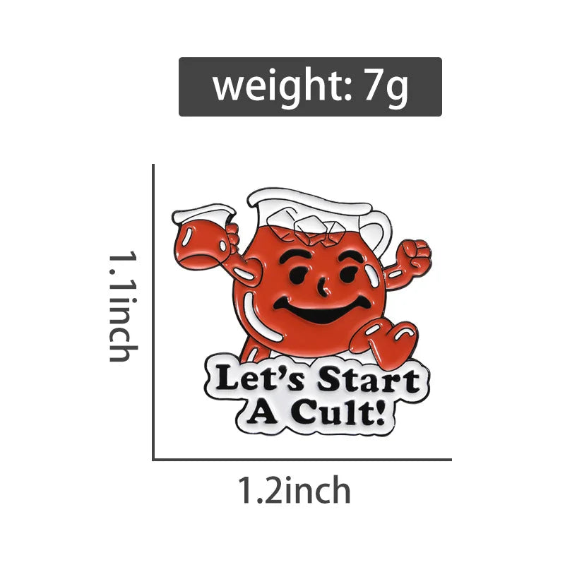 Cartoon Cute Brooch Let's Start A Cult Enamel Pins Funny Metal Decorative Brooch Backpack Lapel Badge Jewelry Wholesale Qme