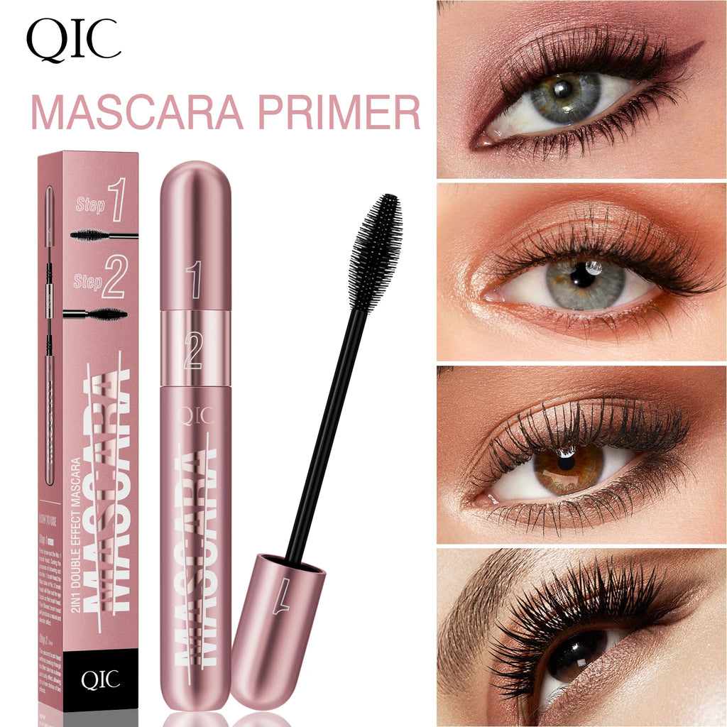 Dual-effect Waterproof Sweatproof 4D Mascara, Thick Lengthening Anti-smudge Dense Long-lasting Curling Eye Makeup Qme