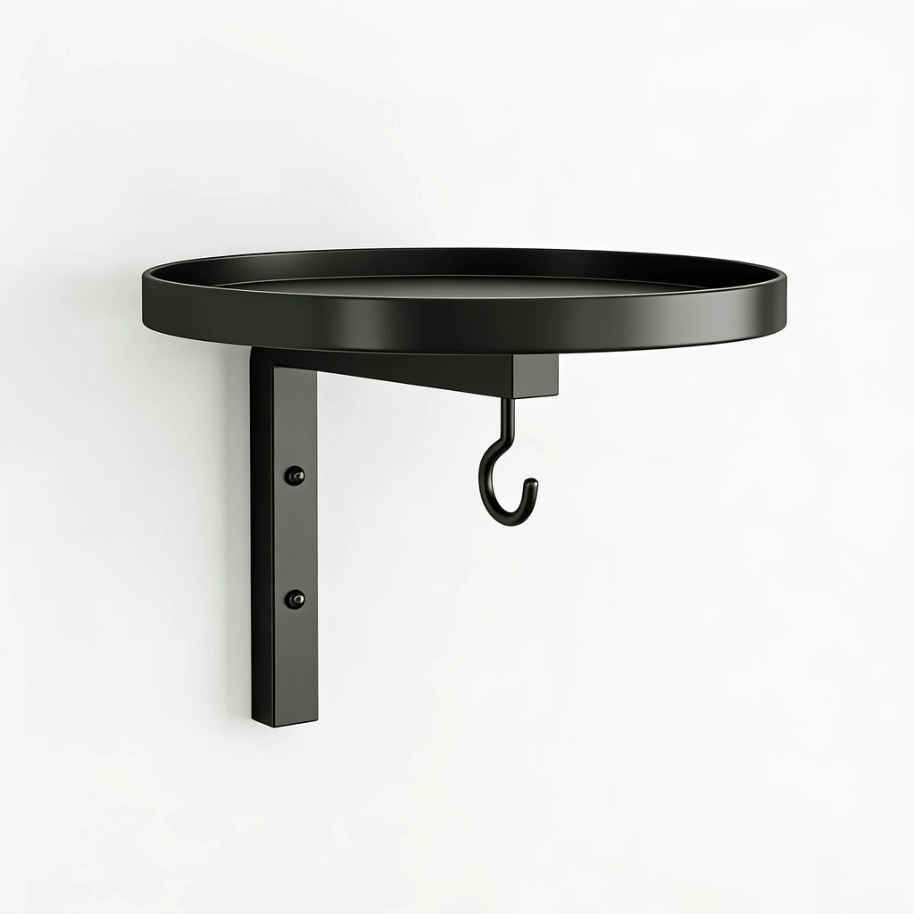 3-in-1 Wall Mounted Metal Bird Feeder Bath Plant Hook Rustic Garden Qme Black