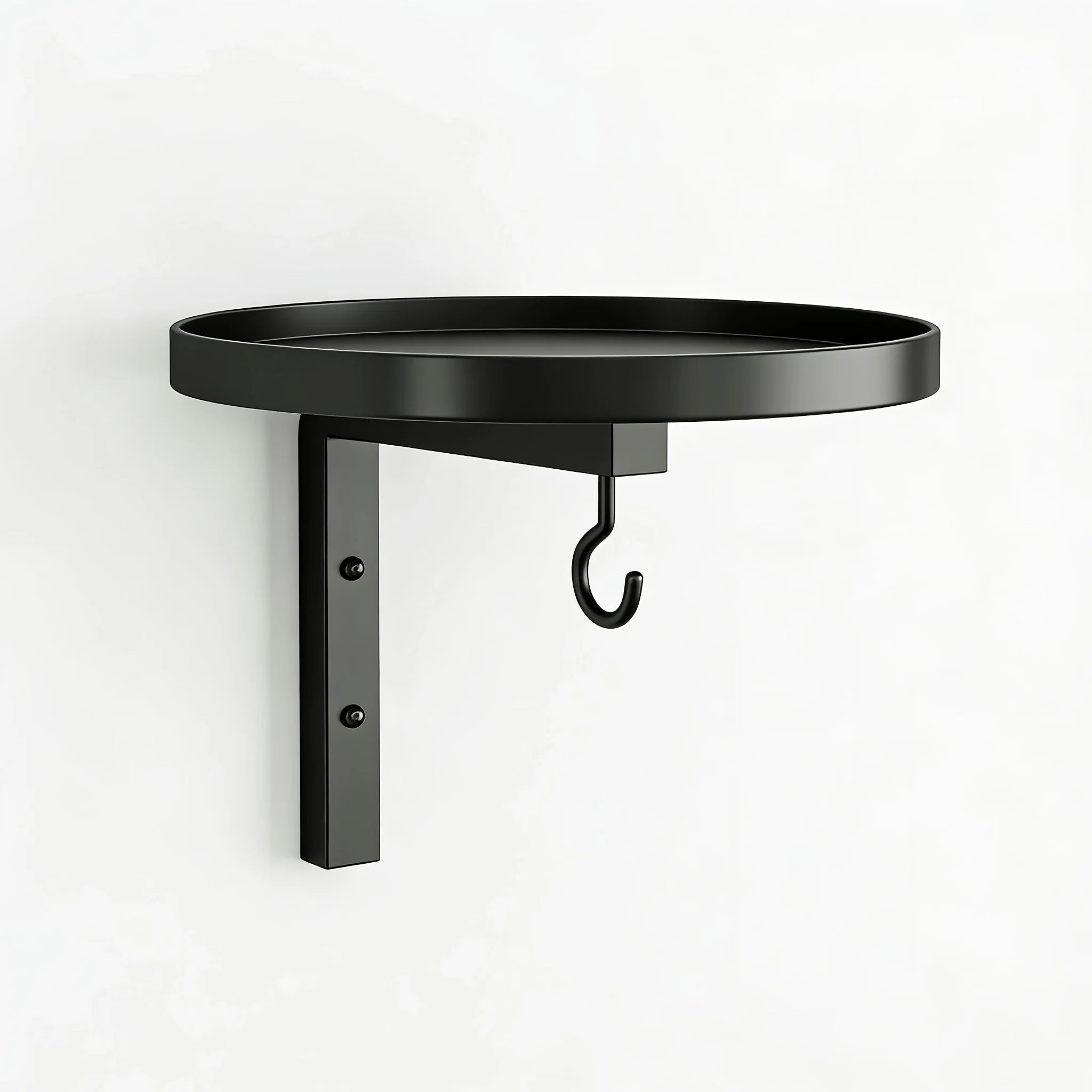 3-in-1 Wall Mounted Metal Bird Feeder Bath Plant Hook Rustic Garden Qme Black