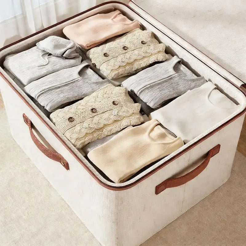 Foldable Clothes Storage Box Zipper Wardrobe Organizer Home Portable Qme