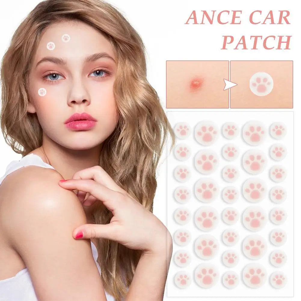 Hydrocolloid Acne Pimple Patch 36 Counts Cute Cat Paws Shaped Acne Absorbing Cover Patch, Invisible For Acne Dots Qme