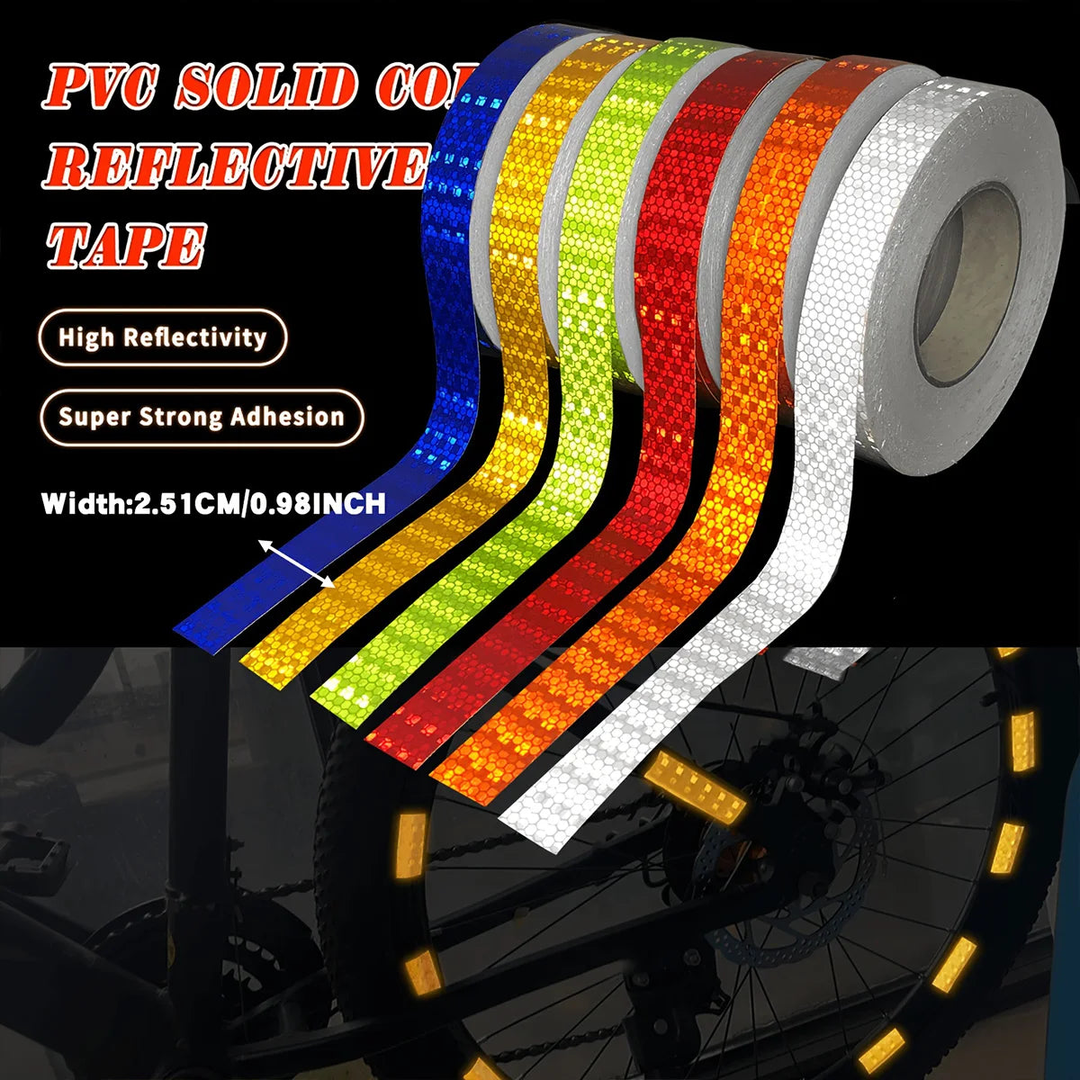 Car Reflective Tape Auto Safety Warning Sticker Reflector Protective Tape Strip Film for Trucks Auto Motorcycle Qme