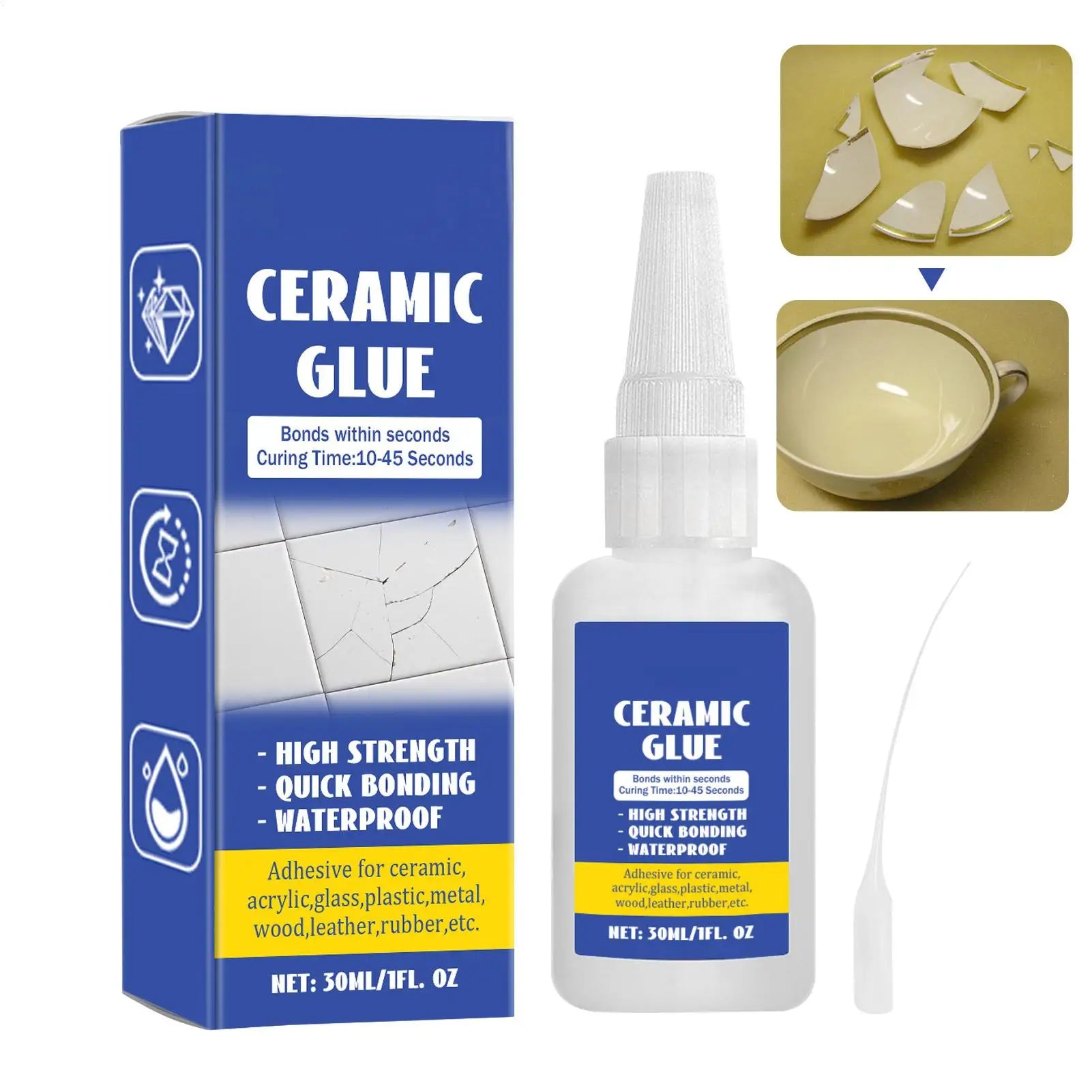Ceramic Repair Glue Ceramic Sealant Pottery Glue Waterproof 30ml Glass Glue DIY Crafts Strong Adhesive Clear Glue for Pottery Qme
