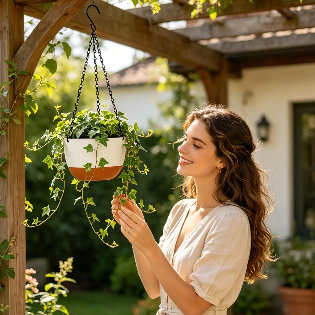 Planters Indoor Plants Hangable Flower Basket Removable Tray Pots Qme