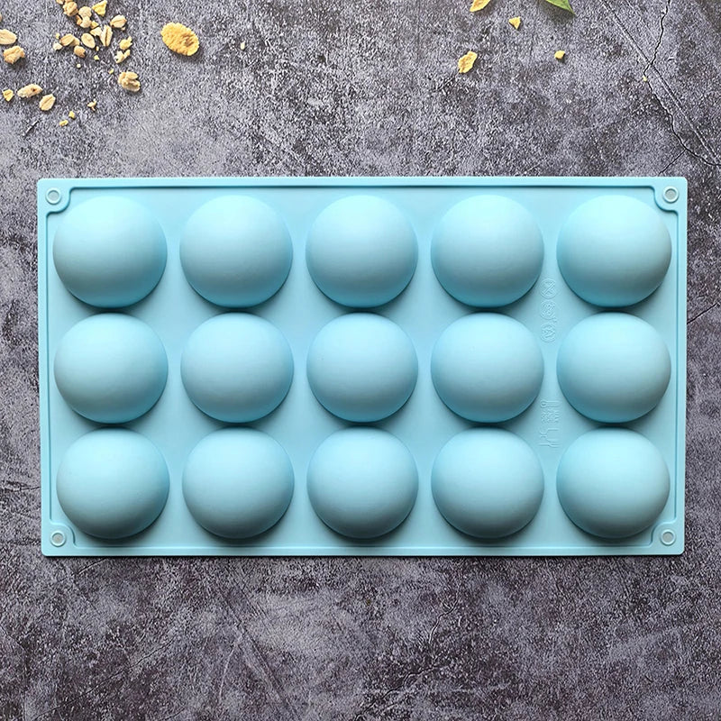 Eco-friendly Silicone Mold 3D Ball Round Half-sphere DIY Baking Qme Blue