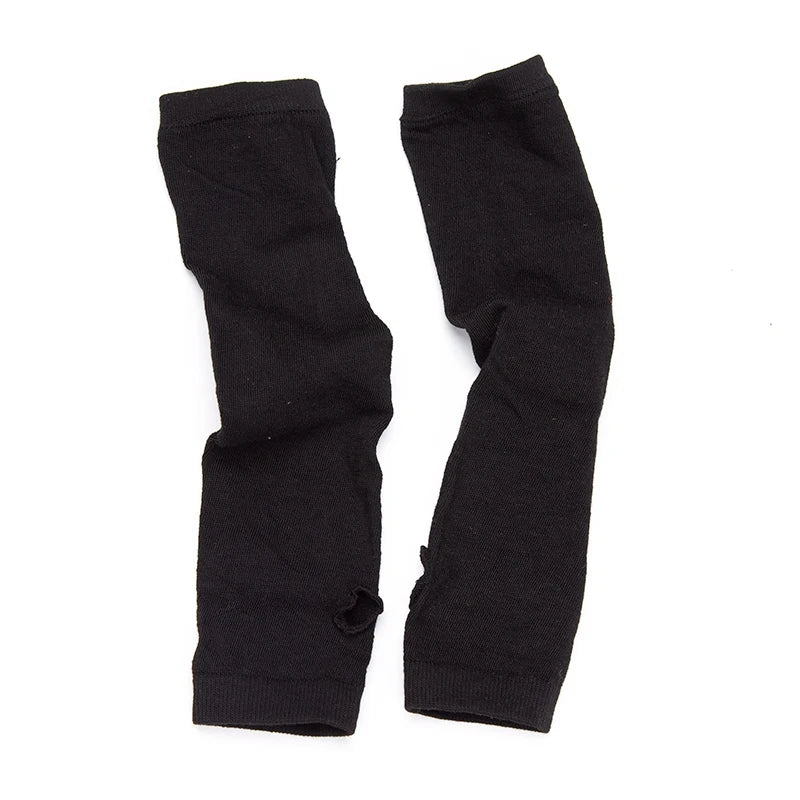 Long Fingerless Gloves Black Punk Cuff for Women Gothic Lolita Girls Men Hip-hop Glove Elbow Stretch Winter Arm Warmer Mitten Qme A6 Length -32cm