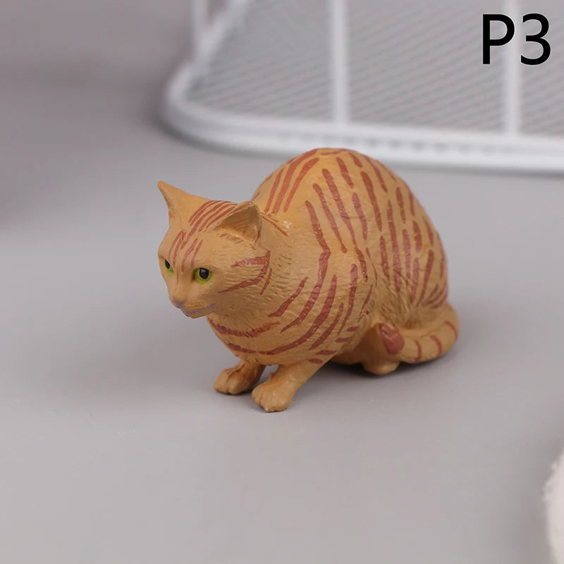 Mini Pet Cat Model Ornament Solid Simulation Animal Lying Orange Qme 3