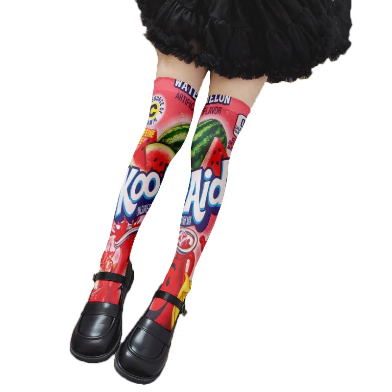 Fun Snacks Food Women's Stockings Skateboard Teen Harajuku Fashion Qme style5 One Size