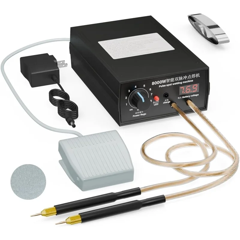 A02F-8000W Battery Spot Welder,DIY Welding Machine Kit High-Power Spot Welder With Nickel Strip For 18650 Battery Pack US Plug Qme