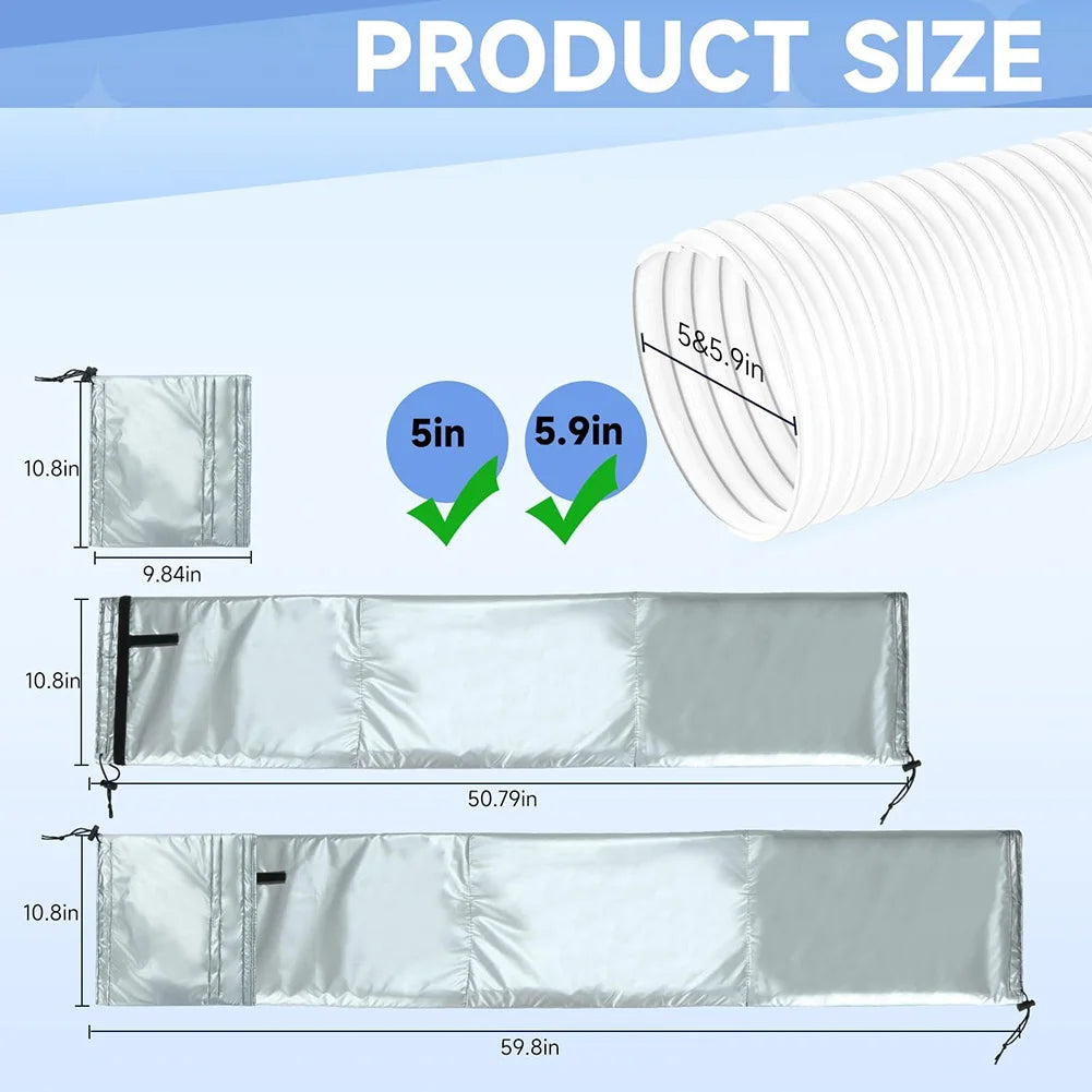 Air Conditioner Hose Cover Adjustable AC Hose Insulation Wrap Air Outlet Pipe Tube Hose Protective Cover Heat Insulation Sleeve Qme