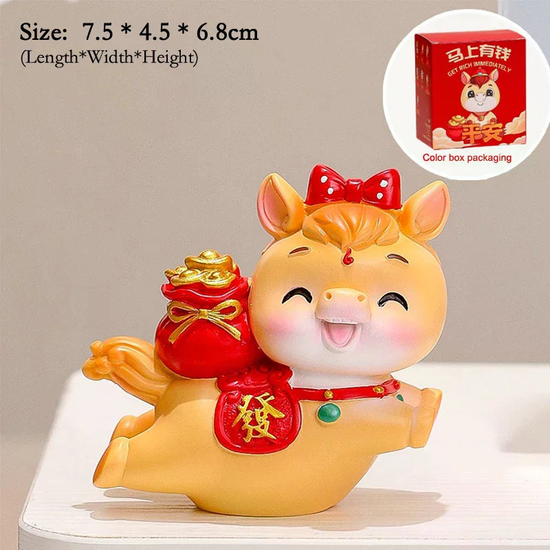 2026 Cute Year Of The Horse Ornament Lucky New Year Horse Toy DIY Desktop Decoration Car Ornament Pony Decor New Year Gift Qme