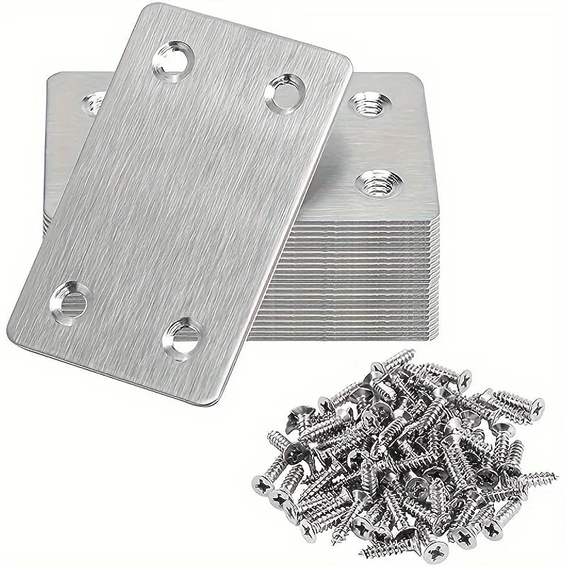 Flat support piece, straight type, fixed-angle support with screws, suitable for furniture, wood products, shelves, cabinets Qme