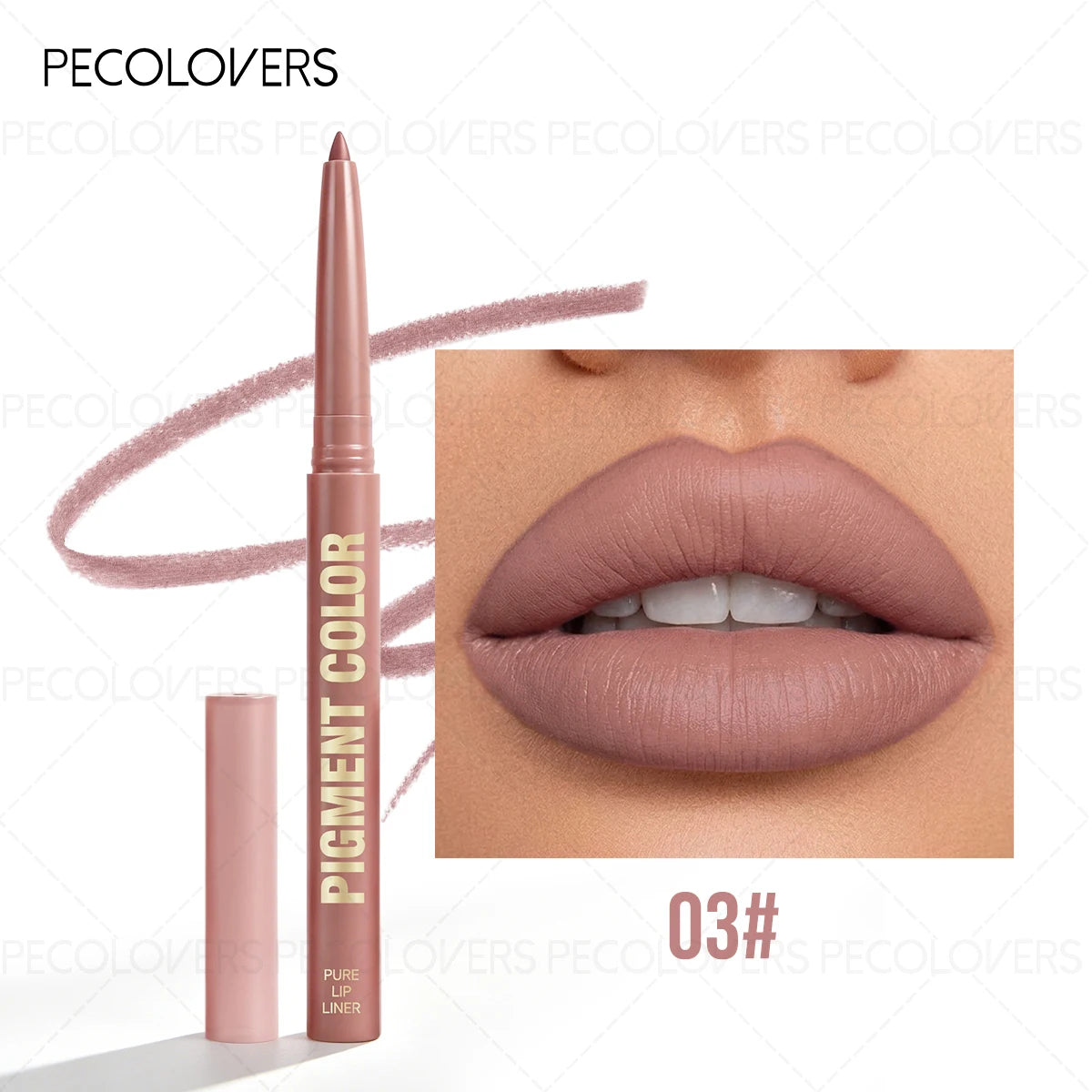 Matte Lip Liner Pencil, Waterproof Sweatproof Long-Lasting, Smooth Pigmented, Twist-Up, for Lip Shaping, Beginner-Friendly Qme 03