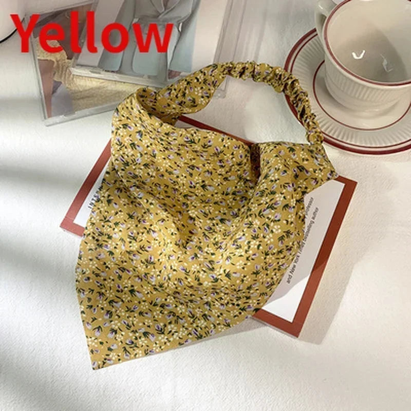 Floral Kerchief Headwear Wrist Head Wrap Scarf Triangular Headscarf Qme 1