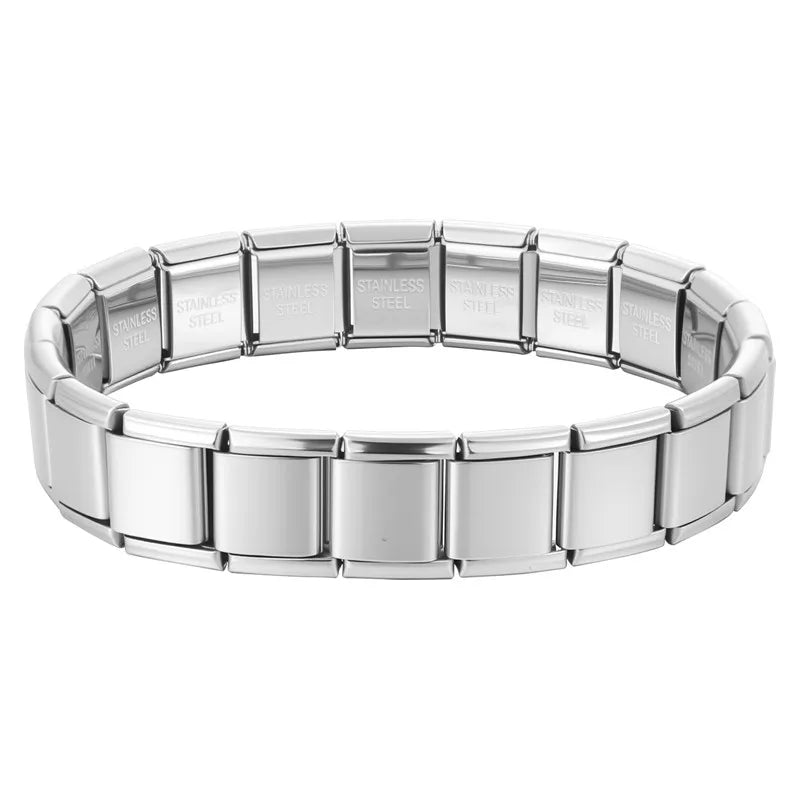 New Simple Fashion Elastic Italian Charm Link Chain Stainless Steel Bracelet for Men Women Metal Bangle on Hand DIY Jewelry Gift Qme Style 1-13mm