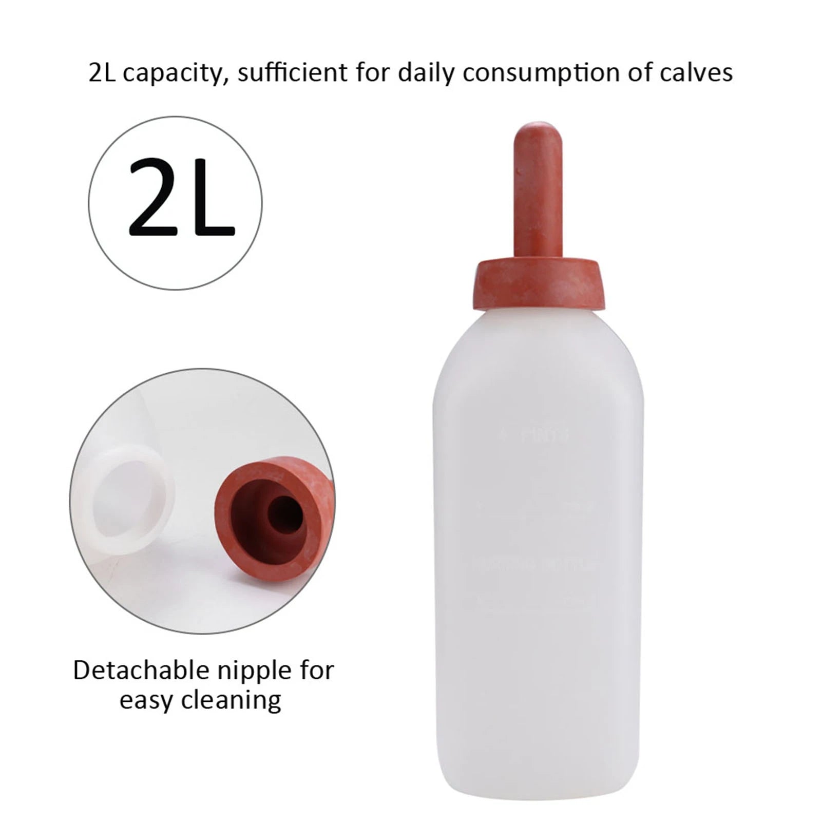 2L Calf Milk Feeding Bottle Without Handle Horizontal Cow Nursing Bottle Feeder for Calves Livestock Farm Calf Nursing Bottle Qme