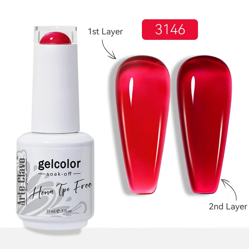 Arte Clavo Jelly Transparent Gel Nail Polish Summer Nude Pink Semi Qme