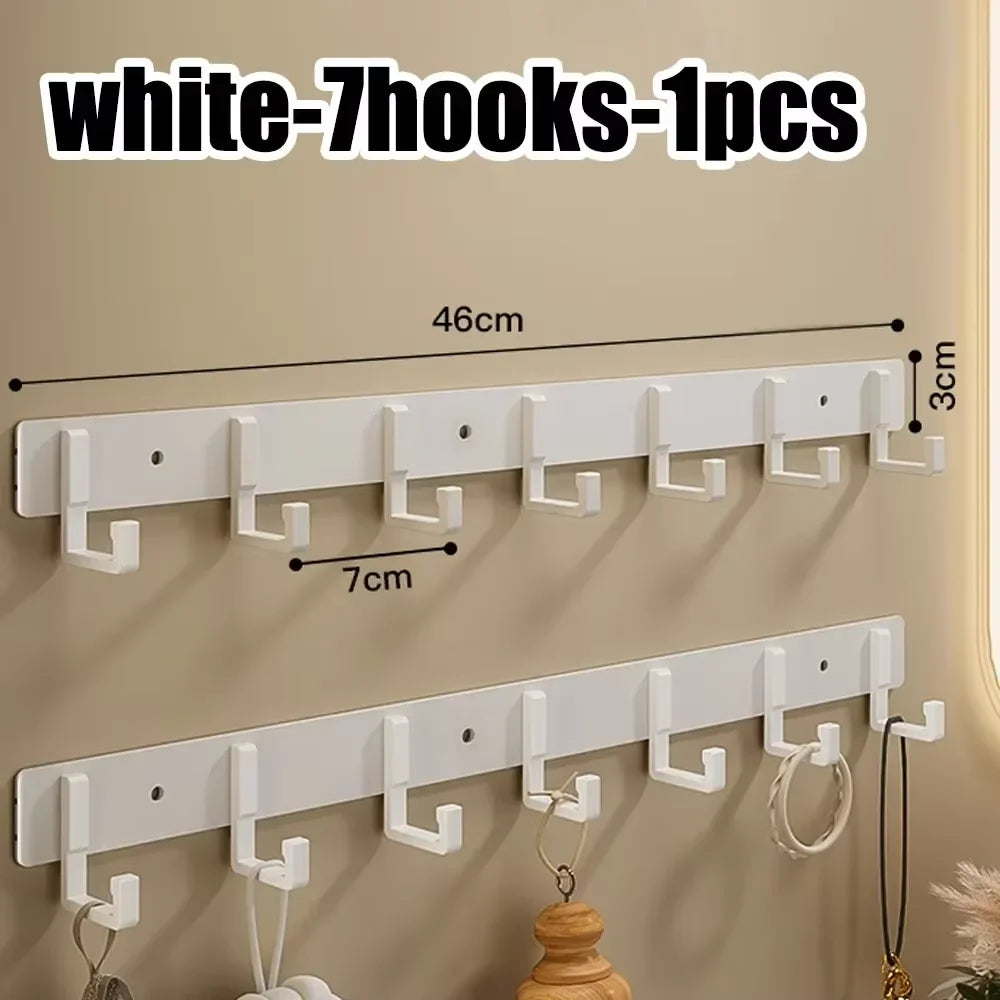 Moisture Isolation Aluminum Alloy Wall Hook Easy Clean Design for Laundry Room Cleaning Tool and Sundry Wall Hanging Arrangement Qme white-7hooks-1pcs