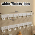 Moisture Isolation Aluminum Alloy Wall Hook Easy Clean Design for Laundry Room Cleaning Tool and Sundry Wall Hanging Arrangement Qme white-7hooks-1pcs