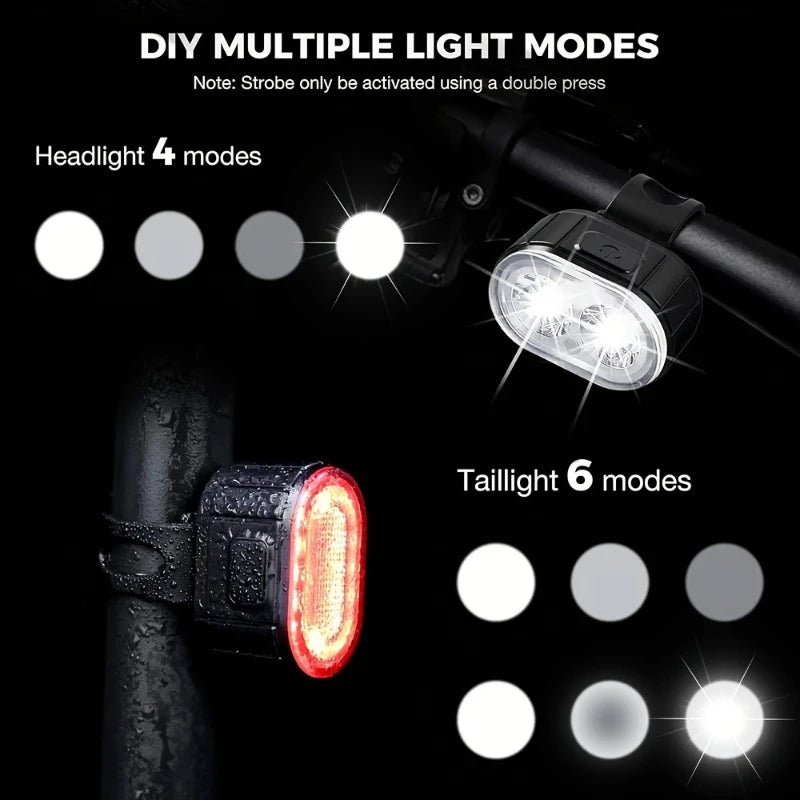 Cycling Bicycle Front Rear Light /Set Bike Defense Flashlight Stick MTB Waterproof Taillight LED Lantern Bicycle Accessories Qme