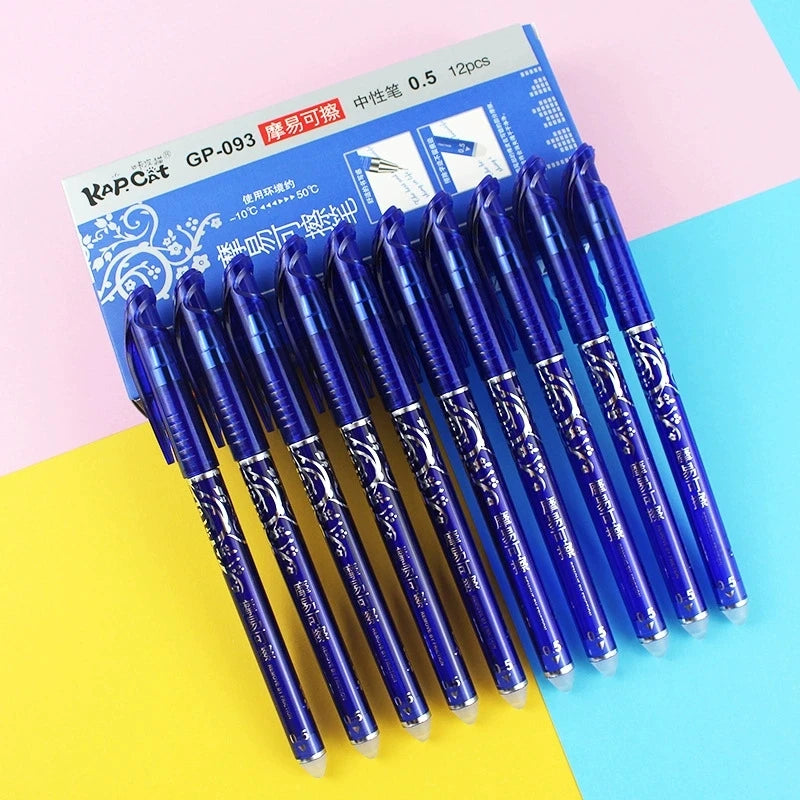 0.5mm Blue High Quality Needle Type Erasable Gel Pens Kawaii Stationery School Office Supplies Qme