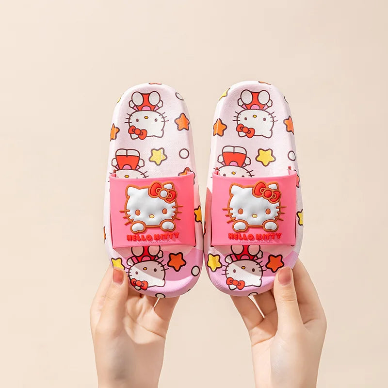 Hello Kitty Kuromi Slippers Non-Slip for Home Use Indoor Slippers for Students Cute Thong Sandals Qme 1 2350mm Sizes36-37