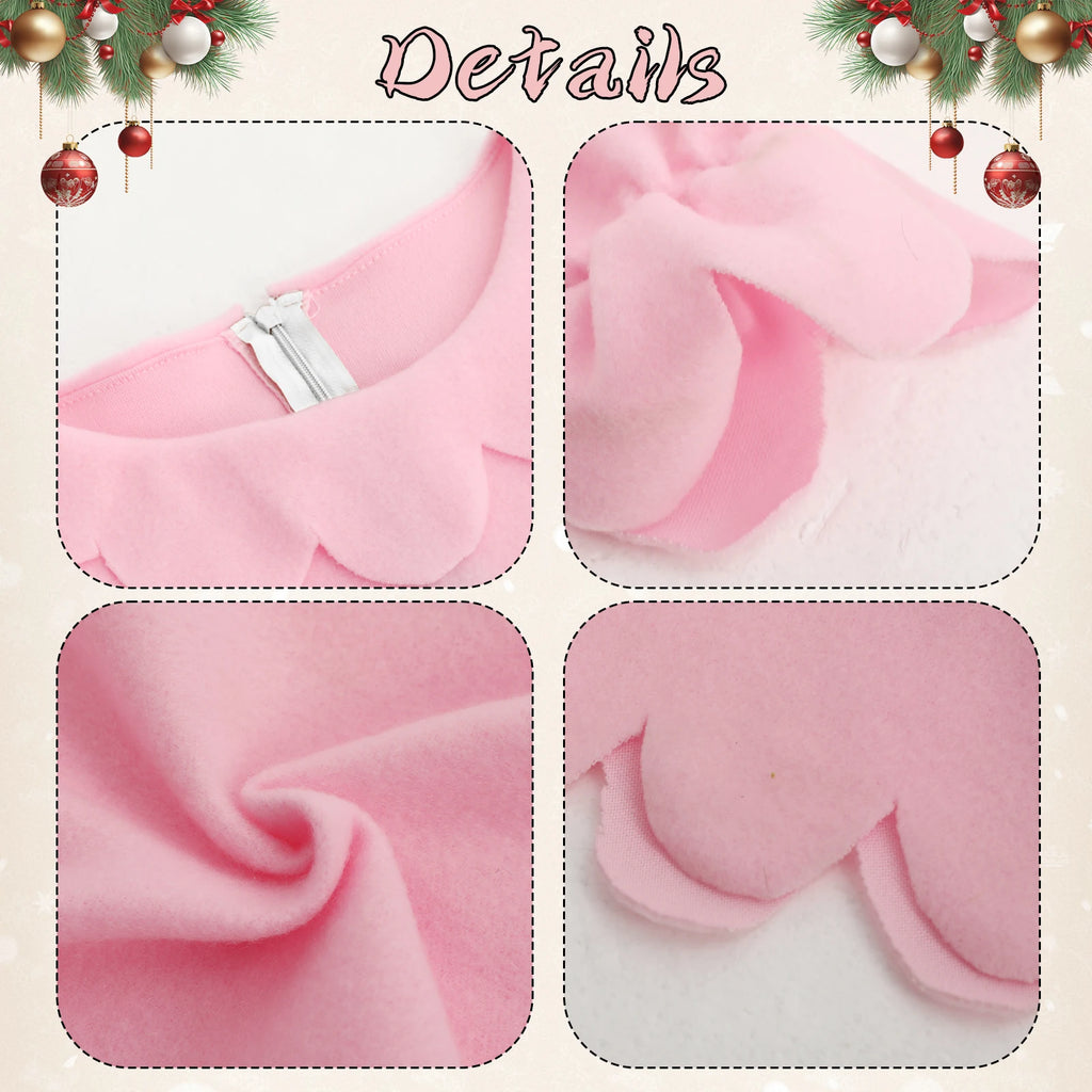 Adult Cindy Lou Who Costume Women Pink Long Sleeve Princess Dress with Headband Christmas Dress Up Nightgowns Outfit Qme