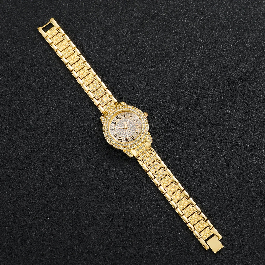 Rel Gio De Quartzo Strass Feminino Pulseira O Inoxid Vel Gios Pulso Qme