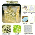 DIY Tulip Mirror Cube Lamp Simulation Flower Bedroom Sleeping Table Qme YELLOW 20 Tulips 8cmx8cm