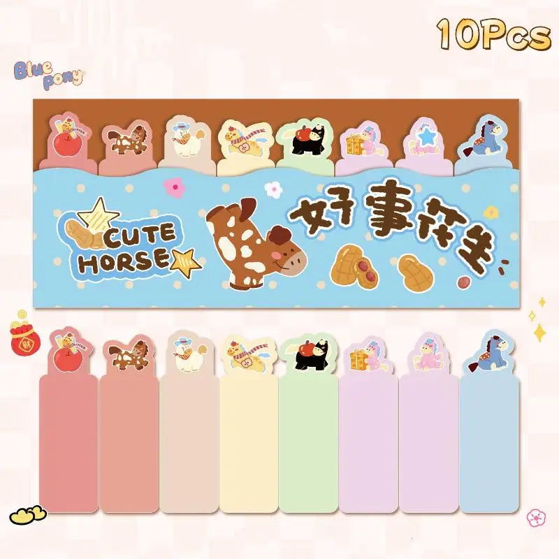 5 10Sets Cute Pony Cartoon Index Sticker Has Stickiness Tearable Qme A3