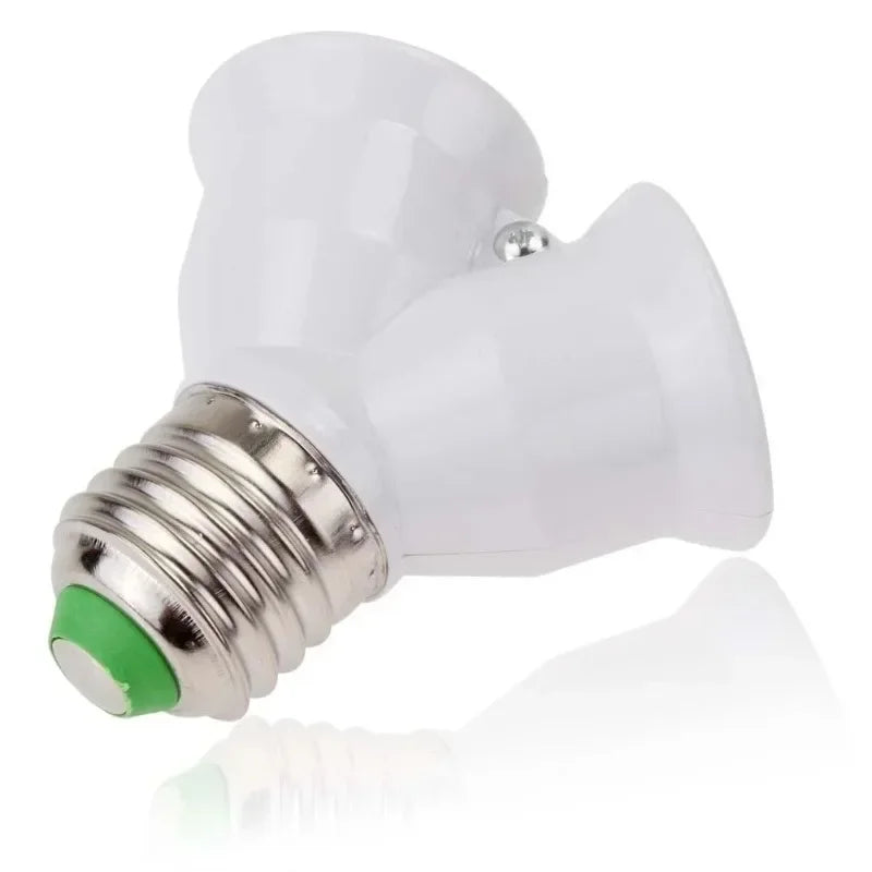 Screw E27 LED Base Light Lamp Bulb Socket E27 To 2-E27 Splitter Adapter Lamp Holder E27 Socket Bulb Holder Qme