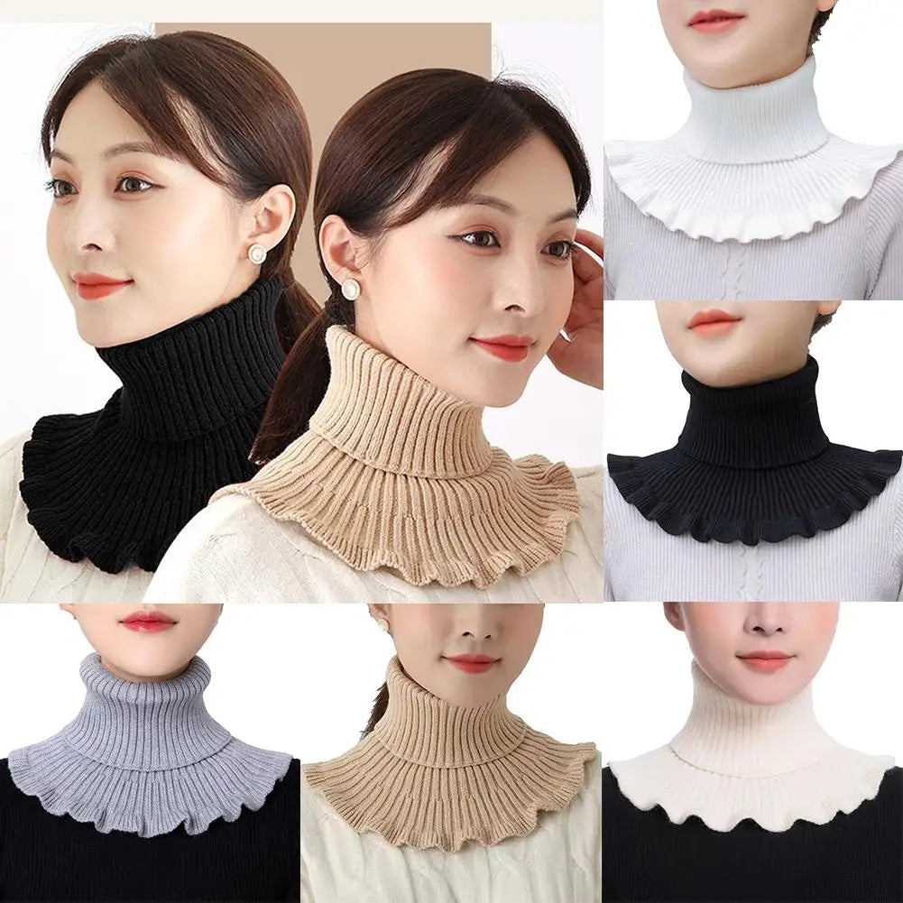 Warm Knitted Fake Collar Woolen Women Turtleneck Knitted False Fake Collar Detachable Neck Scarf Thicken Windproof Fake Collars Qme