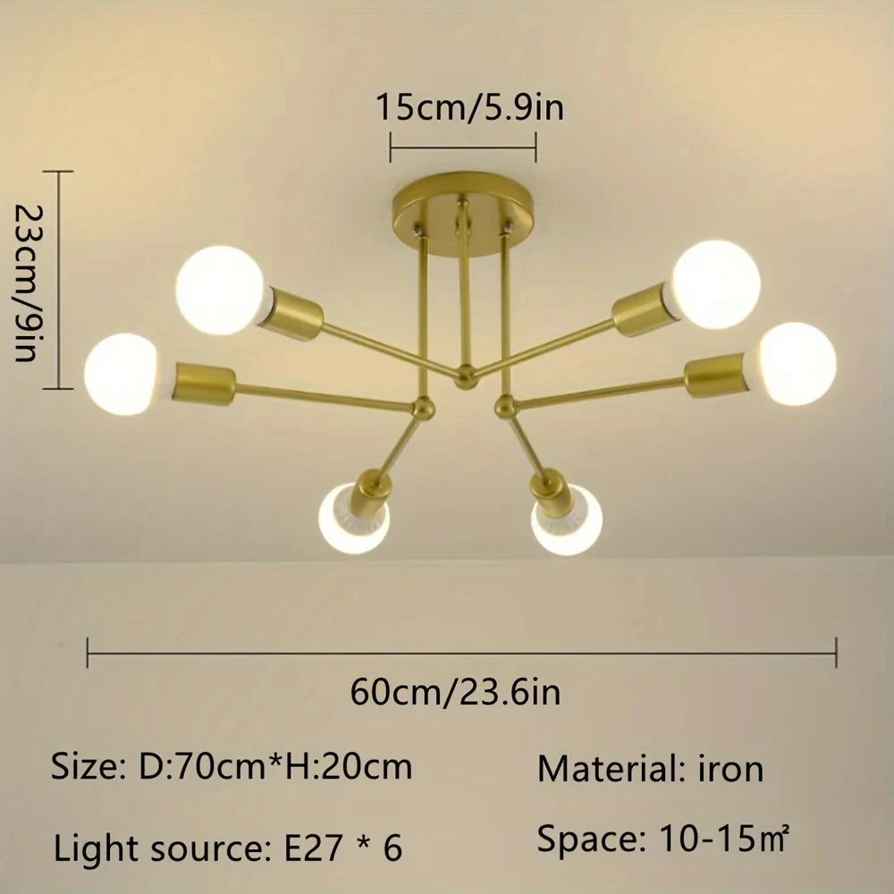 Modern Led Spider Ceiling Lighting Industrial Iron Black/Golden Nordic Minimalist Home Decoration Living Room Dining Room Ceilin Qme