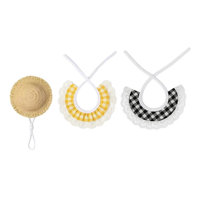 Wear Windproof Rope Puppy Straw Hat Creative Porch Pet Dog Cat Qme
