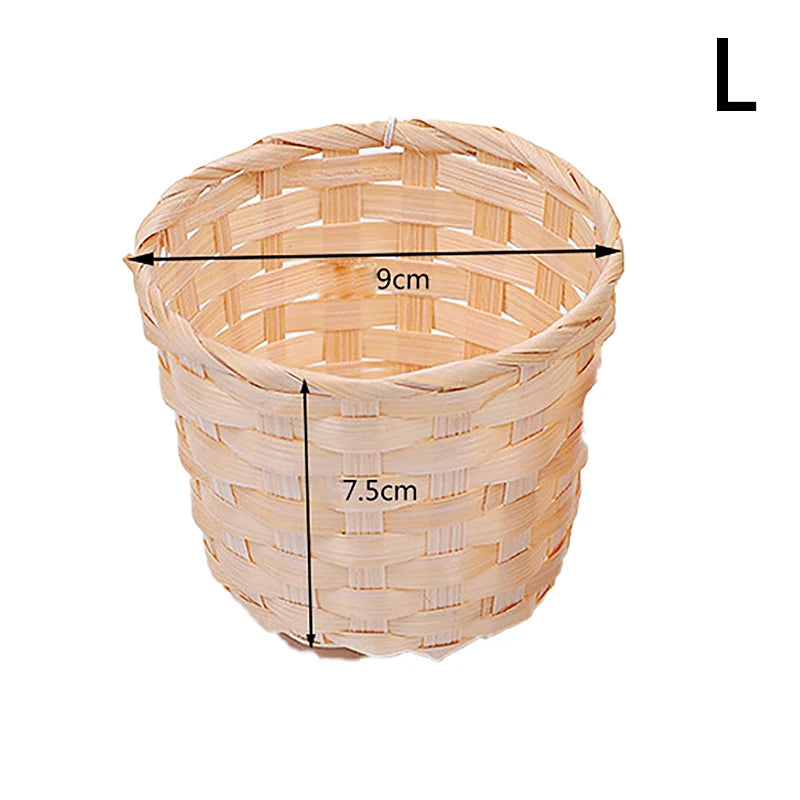 Bamboo Mini Desktop Storage Basket Rural Woven Baskets Fruit Qme L