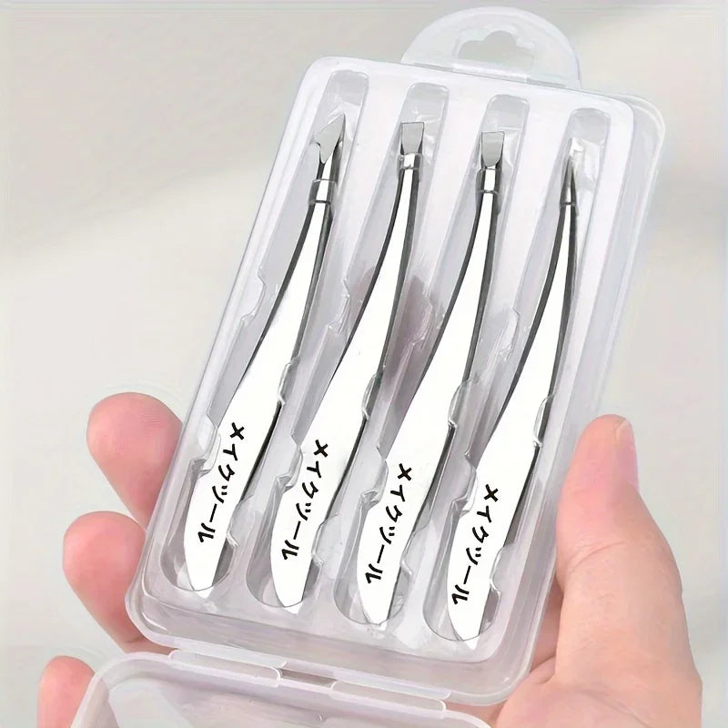 Precision Stainless Steel Tweezers Eyebrow Hair Facial Removal Qme