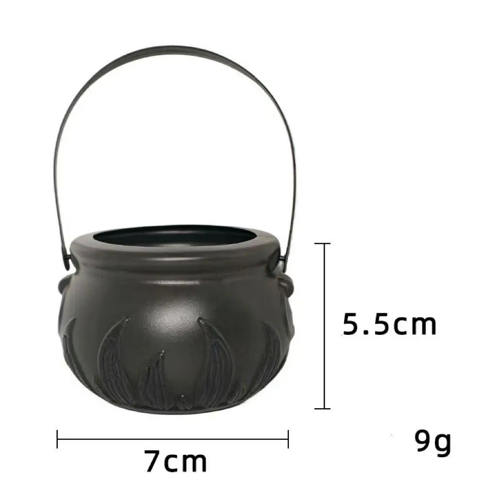 Witch Black Flame Lantern Pumpkin Candy Pail Handle Halloween Role Qme A M