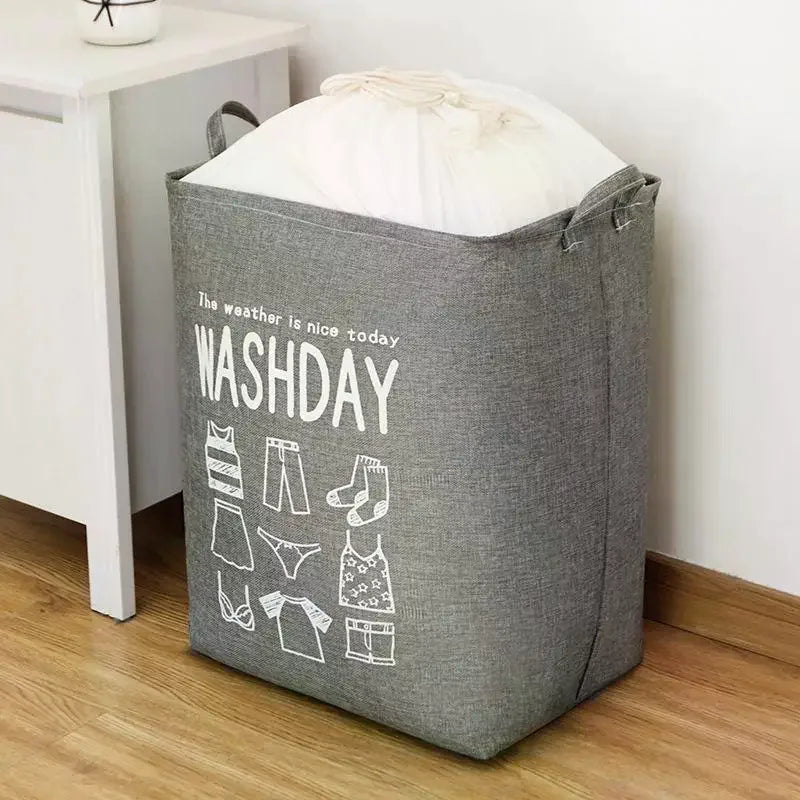 Laundry Basket Foldable Waterproof Drawstring Cover Home Organizer Dirty Clothes Storage Bag Large Laundry Bucket For Home Use Qme