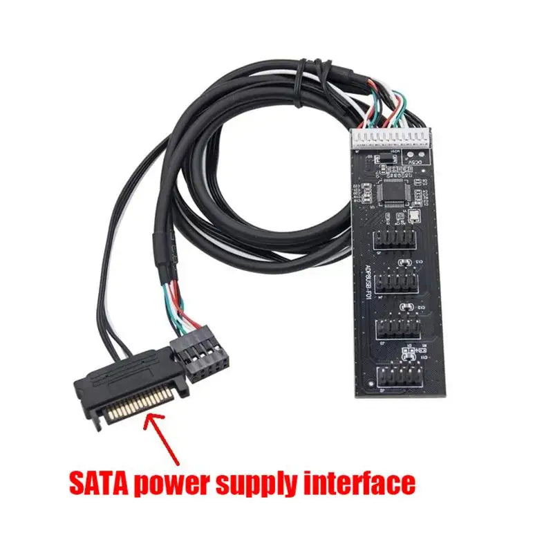USB Adapter 9Pin Male Quad Splitter 8 Port USB20 HUB Riser Card Qme A1 SATA