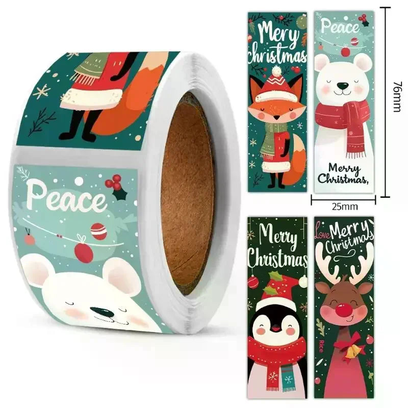 120pcs Christmas Stickers Roll - Cute Santa Polar Bear, Merry Christmas- For Gift Wrapping, Packaging - Paper-Based Qme